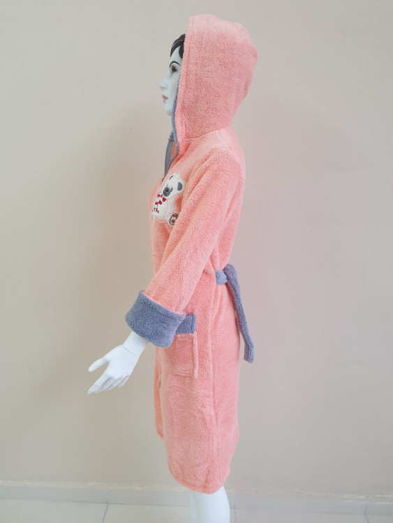 Женский халат Welsoft на молнии c Мишуткой в светло персиковом цвете