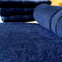 Темно синее махровое полотенце Ricci temno sinijj Полоска