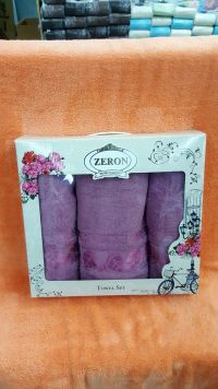 Набор полотенец хлопок (3 шт.) фиолетовый-2