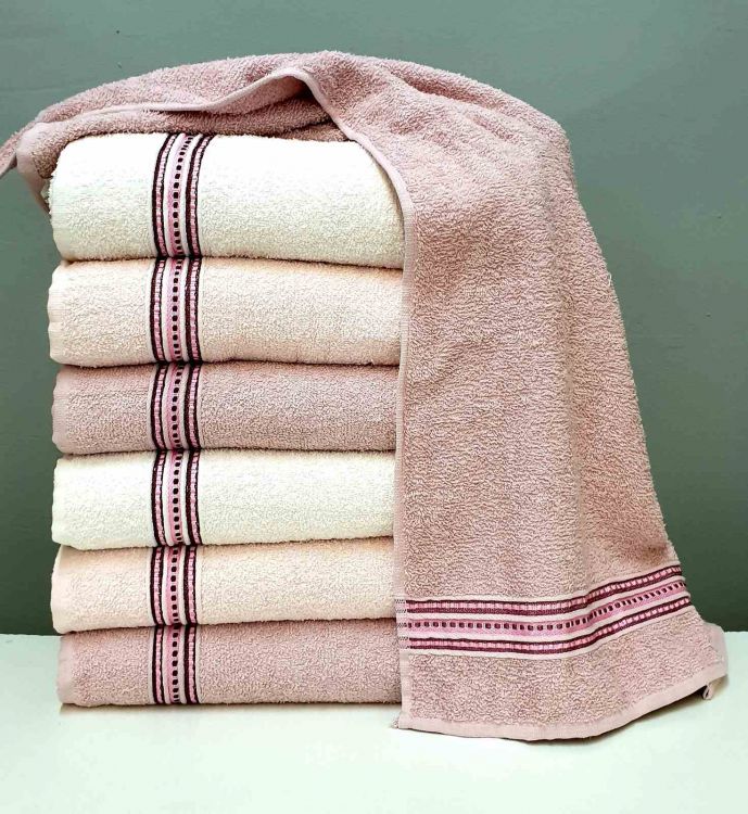 Набор махровых полотенец  ECO розовый-кремовый