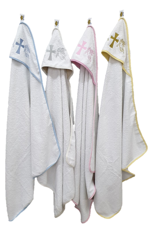 Купить полотенце для крещения с уголком серебристого цвета
