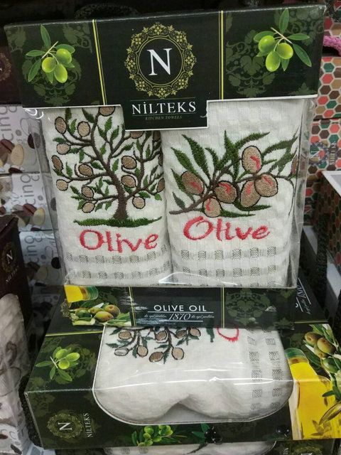 Вафельные кухонные полотенца Nilteks 35x50 olive