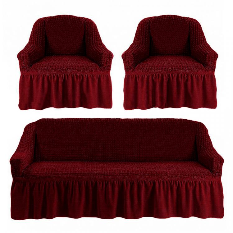 Чехол для мебели (диван + 2 кресла) бордовый