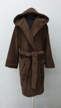 Детский махровый халат с капюшоном Welsoft коричневый