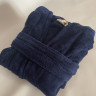 Махровый халат для подростков с капюшоном Welsoft синий фото 3