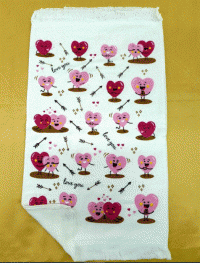 Набор кухонных полотенец 40х60 (12шт.) Сердечки розовые, велюр - махра