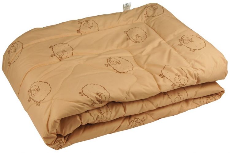 Одеяло шерстяное бежевое с барашками