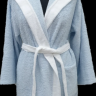 Женский хлопковый короткий халат S/M/L голубой с белым