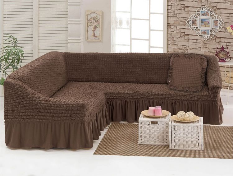 Чехол для мебели (диван угловой с подушкой) коричневый