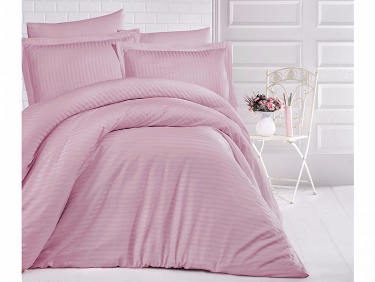 Однотонное постельное белье ранфорс Deluxe Pembe розовое