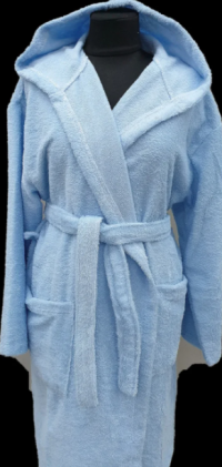 Женский хлопковый короткий халат S/M/L голубой