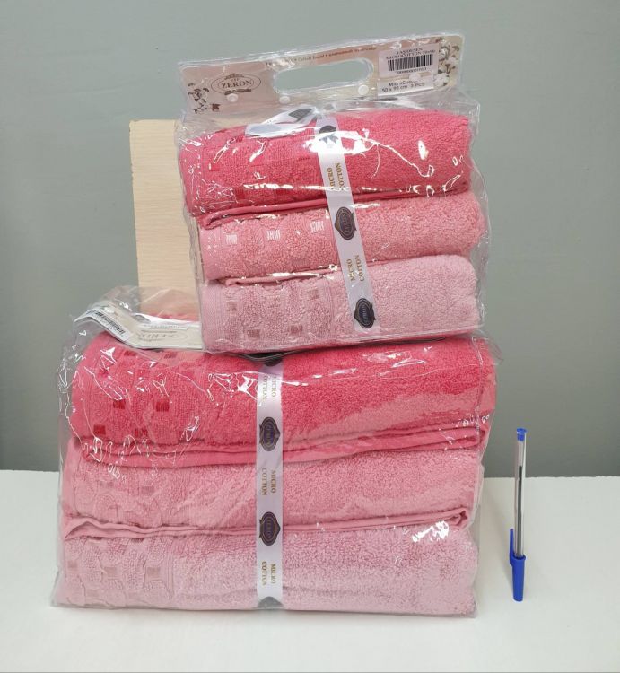 Набор полотенец MicroCotton (3 шт) Tas розового цвета