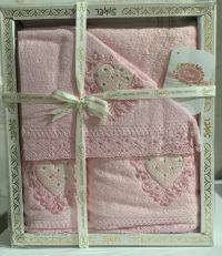 Набор розовый махровых полотенец Sikel (3 шт) с кружевом Love