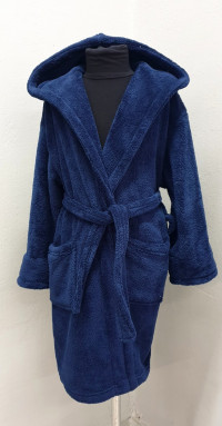 Синий детский махровый халат на запах Welsoft