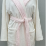 Женский хлопковый короткий халат S/M/L белый с розовым