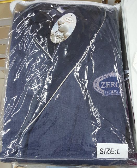 Мужской халат велюр синий с вышивкой Zeron в упаковке