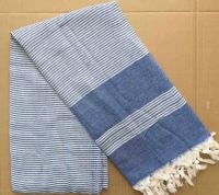 Пляжное полотенце Peshtemal узор светло-синее