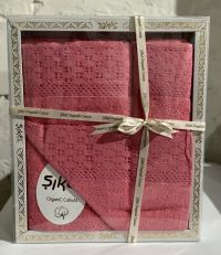 Набор розовых махровых полотенец Sikel (3 шт) с кружевом Soft