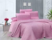 Постельное белья ранфорс с вафельным покрывалом Pike Set розовое