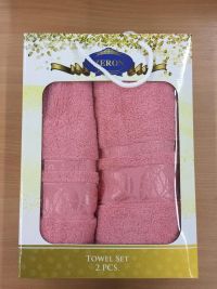 Набор розовых полотенец хлопок (2 шт.)