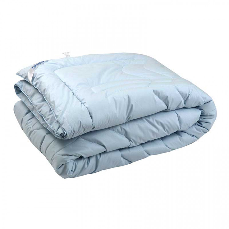 Одеяло шерстяное теплое в тике голубое