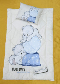 Детский набор одеяло силиконовое с подушкой Белые мишки