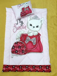 Детский набор одеяло силиконовое с подушкой Кошечка
