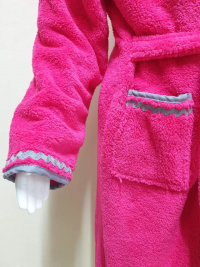 Детский махровый халат Welsoft малиновый с полосками
