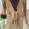 Мужской махровый халат бежево-коричневый Zeron
