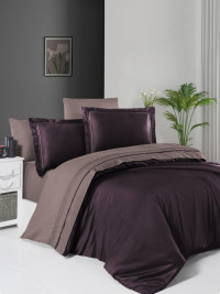 Двухцветное постельное белье фиолетовый/сиреневый сатин de luxe