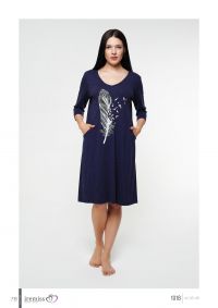 Женское домашние платье Iremiss 1018 синее батал