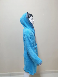 Подростковый махровый халат Welsoft бирюзового цвета с полосками