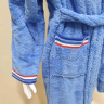 Подростковый махровый халат Welsoft голубого цвета с полосками купить