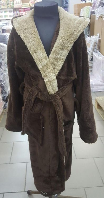 Махровый халат для подростков Zeron коричневый