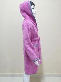 Подростковый махровый халат Welsoft сиреневого цвета с полосками