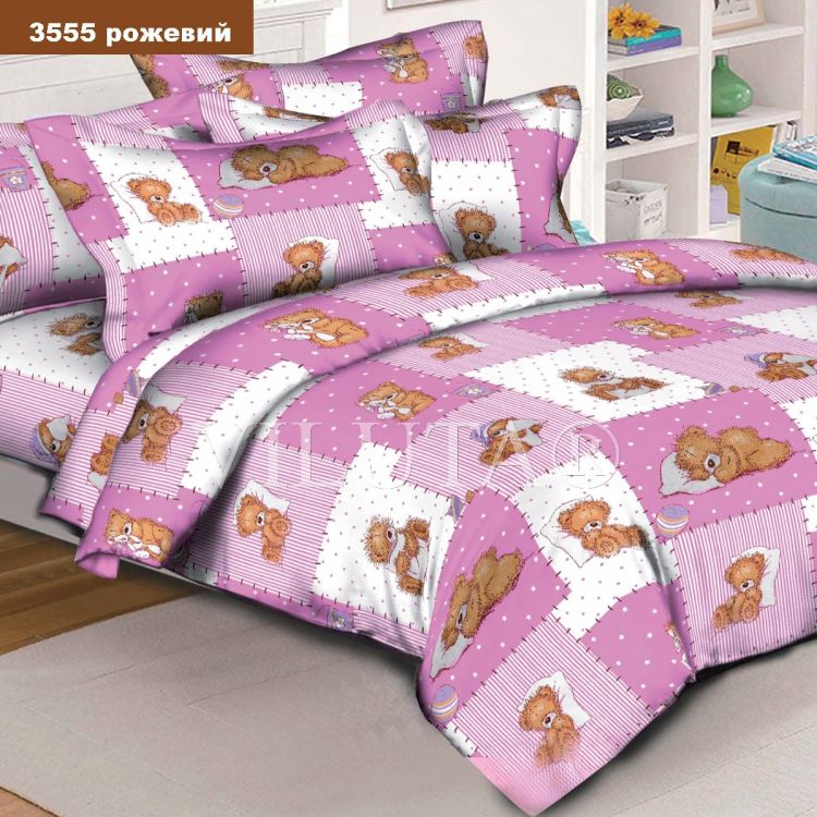 Детское постельное белье 3555 розовое (наволочка 50х70)