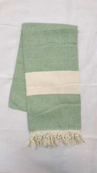 Пляжное полотенце Peshtemal широкая полоска - 10 зеленое