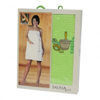 Женское полотенце для сауны вафельное Nilteks зеленое
