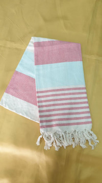 Пляжное полотенце Peshtemal широкая полоска - 12 розовое