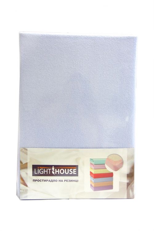 Простынь махровая на резинке LightHouse голубая