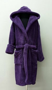 Махровый халат для подростков с капюшоном Welsoft фиолетовый