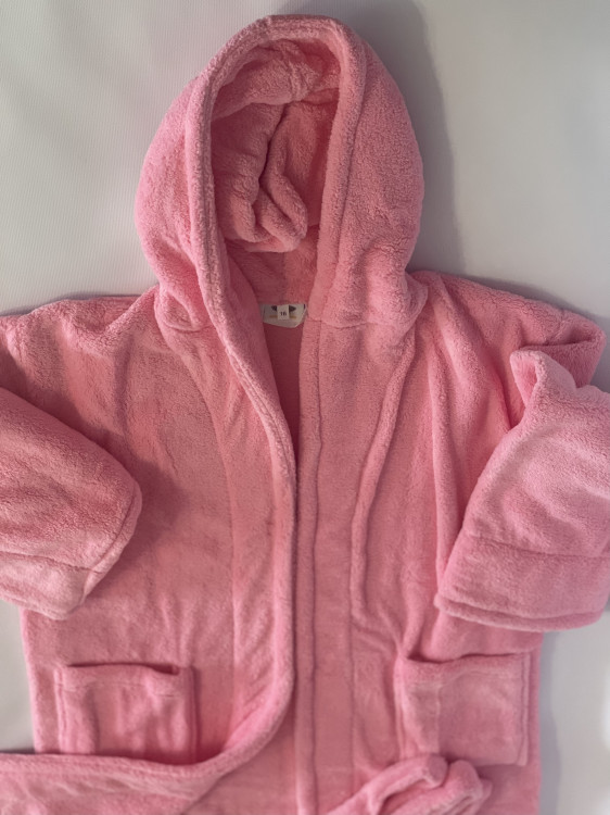 Махровый халат для подростков с капюшоном Welsoft  темно-розовый 2