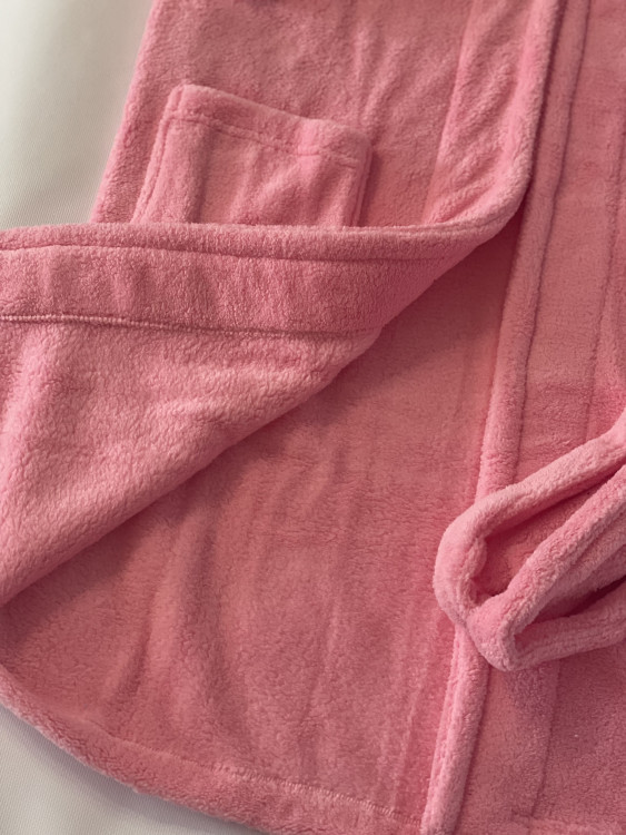 Махровый халат для подростков с капюшоном Welsoft  темно-розовый 3