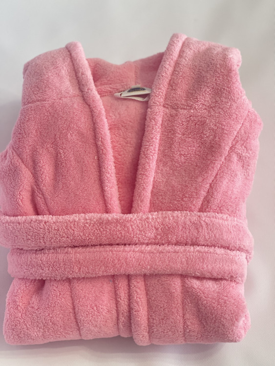 Махровый халат для подростков с капюшоном Welsoft  темно-розовый4