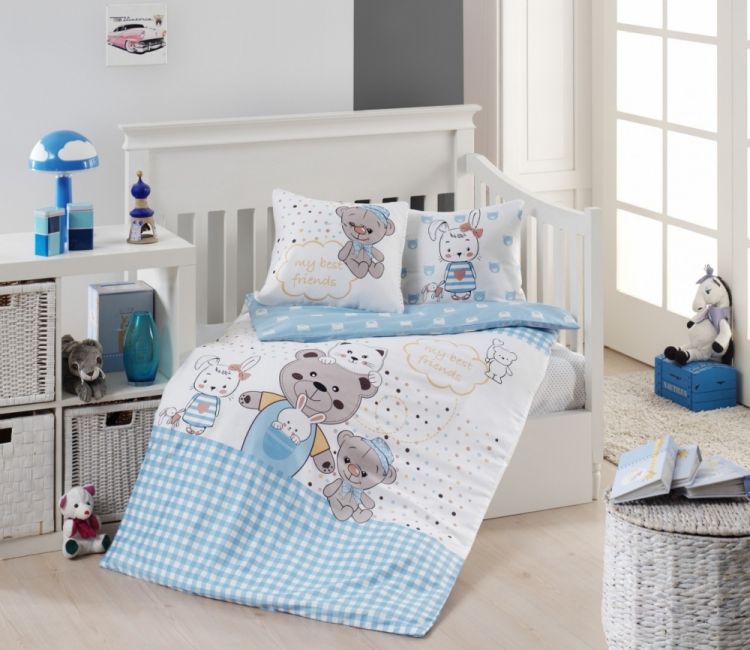 Teddy Bear бамбук First Сhoice в детскую кроватку голубое