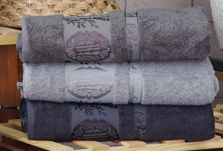 Набор серых бамбуковых полотенец 50х90 (3 шт), Aynali Agac купить