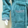 Подростковый махровый халат Welsoft темно голубого цвета с полосками купить