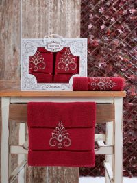 Махровые полотенца в наборе Delphine Gulcan 2-красный