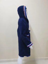 Подростковый махровый халат Welsoft синего цвета с полосками