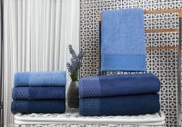 Набор синих бамбуковых полотенец 70х140 (3 шт), Bambu Puanli Desen